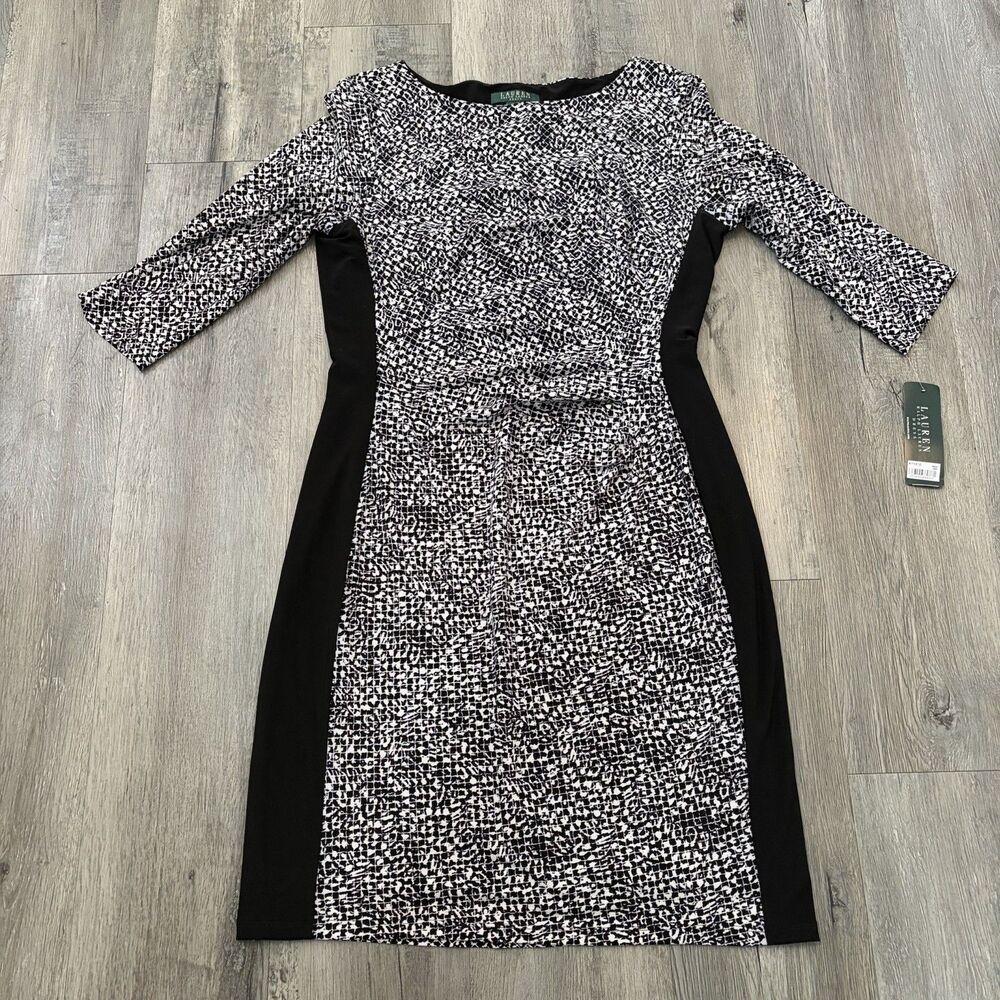 NWT Lauren Ralph Lauren Women Black/White Dress Size 14